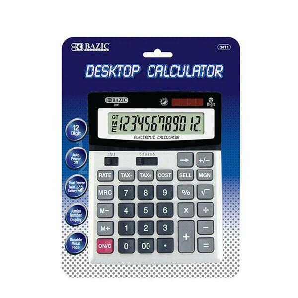 Bazic Products Bazic 12-Digit Desktop Calculator w/ Profit Calculation & Tax Functions Pack of 12 3011